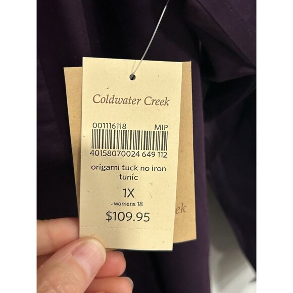 Coldwater Creek Womens Purple Button Up Shirt With Pleated Front Detail Sz 1X - Picture 9 of 11